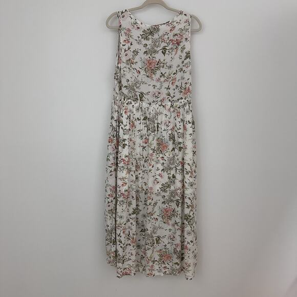 Frye Womens XL Cream Button Front Midi Dress Folk Garden Cottagecore Peasant - Picture 8 of 8